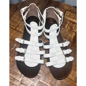Giuseppe Zanotti Women's White Gladiator Ankle Strap Flats Sandals Size 8.5